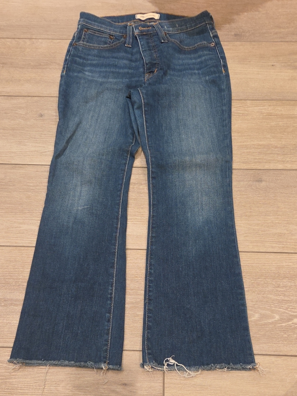 Madewell Deep Blue Flare Jeans with Raw Hem
